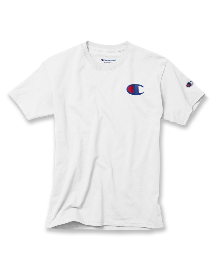 Champion Cotton Big C Logo - Hvite T-Skjorte Gutt - Norge 542XGKIZH